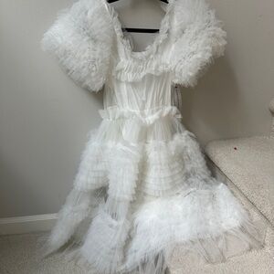 NWT Sister Jane Dream White Ruffled Tulle Midi Dress Size XS